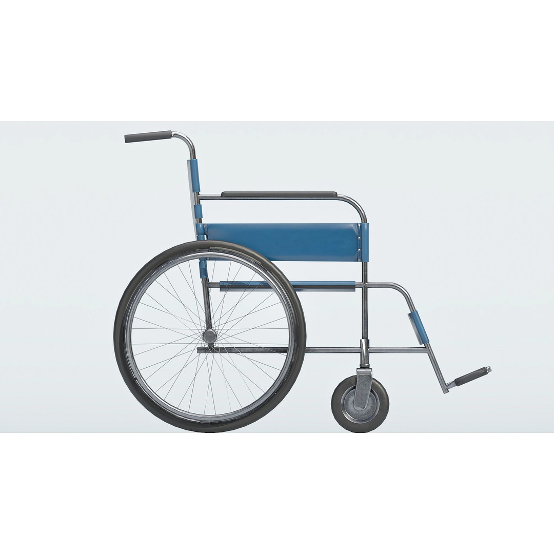 Hospital Wheelchair 3D Model – Low Poly Game Asset, FBX, Blender - View 8