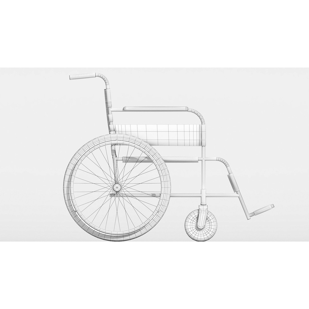 Hospital Wheelchair 3D Model – Low Poly Game Asset, FBX, Blender - View 9