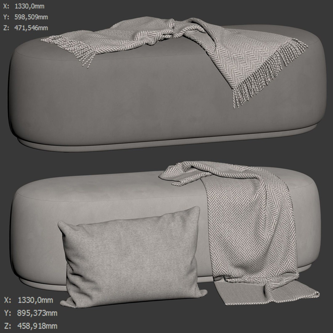 Stock Helsinki Bench 3D Model – Modern Scandinavian Design, FBX - View 7