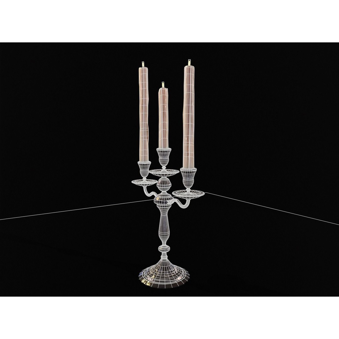 Iron Cased Three Point Candelabra 3D Model – Low Poly PBR Asset, FBX, OBJ - View 10