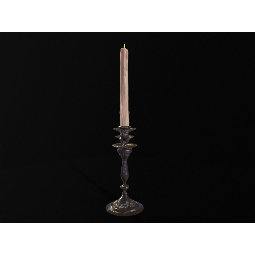Iron Cased Three Point Candelabra 3D Model – Low Poly PBR Asset, FBX, OBJ - View 11