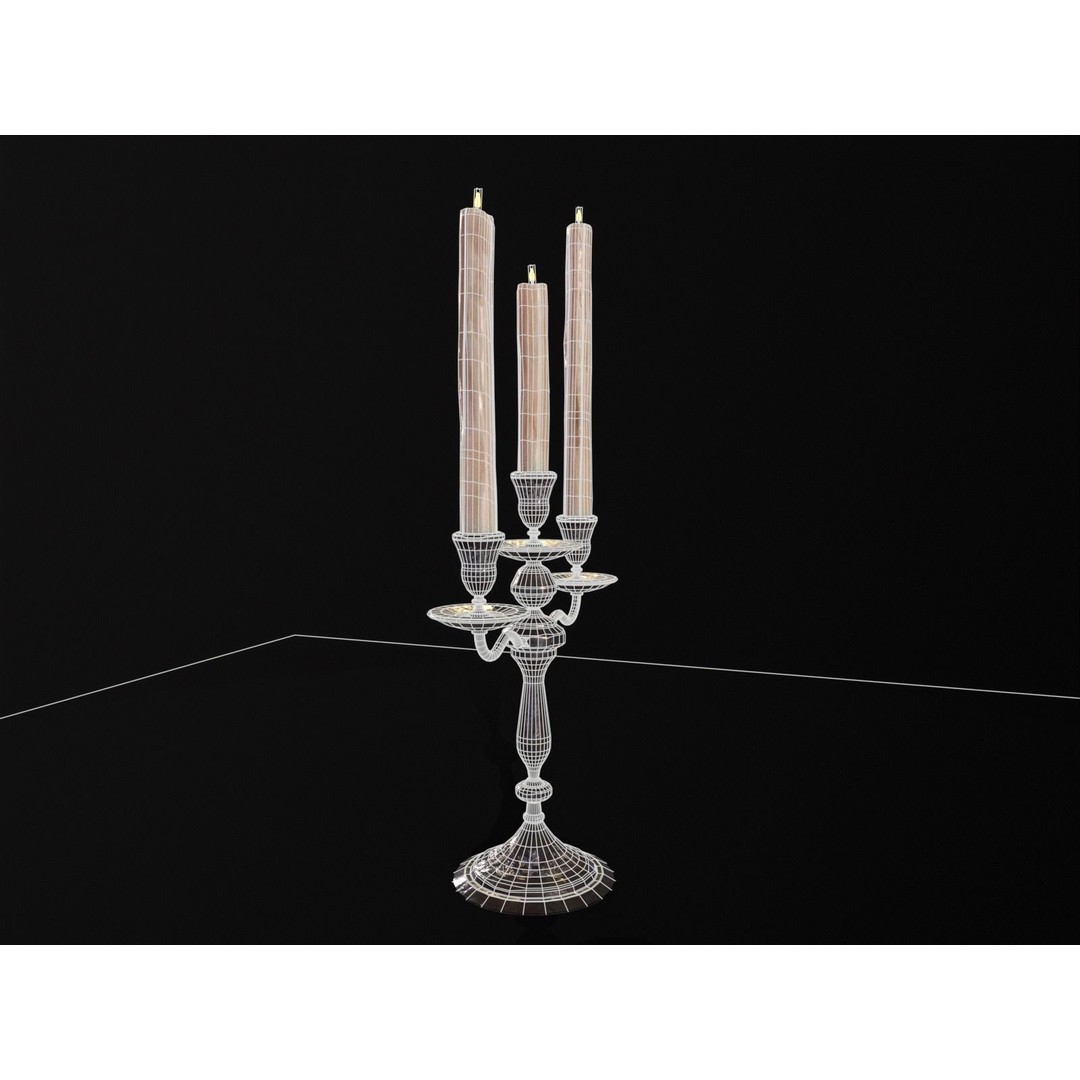 Iron Cased Three Point Candelabra 3D Model – Low Poly PBR Asset, FBX, OBJ - View 14