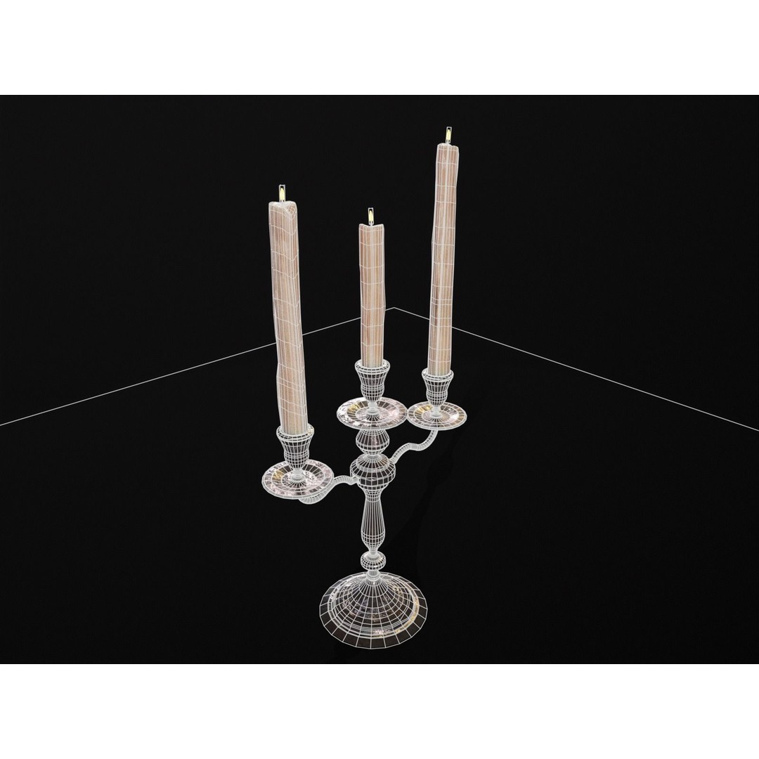 Iron Cased Three Point Candelabra 3D Model – Low Poly PBR Asset, FBX, OBJ - View 16