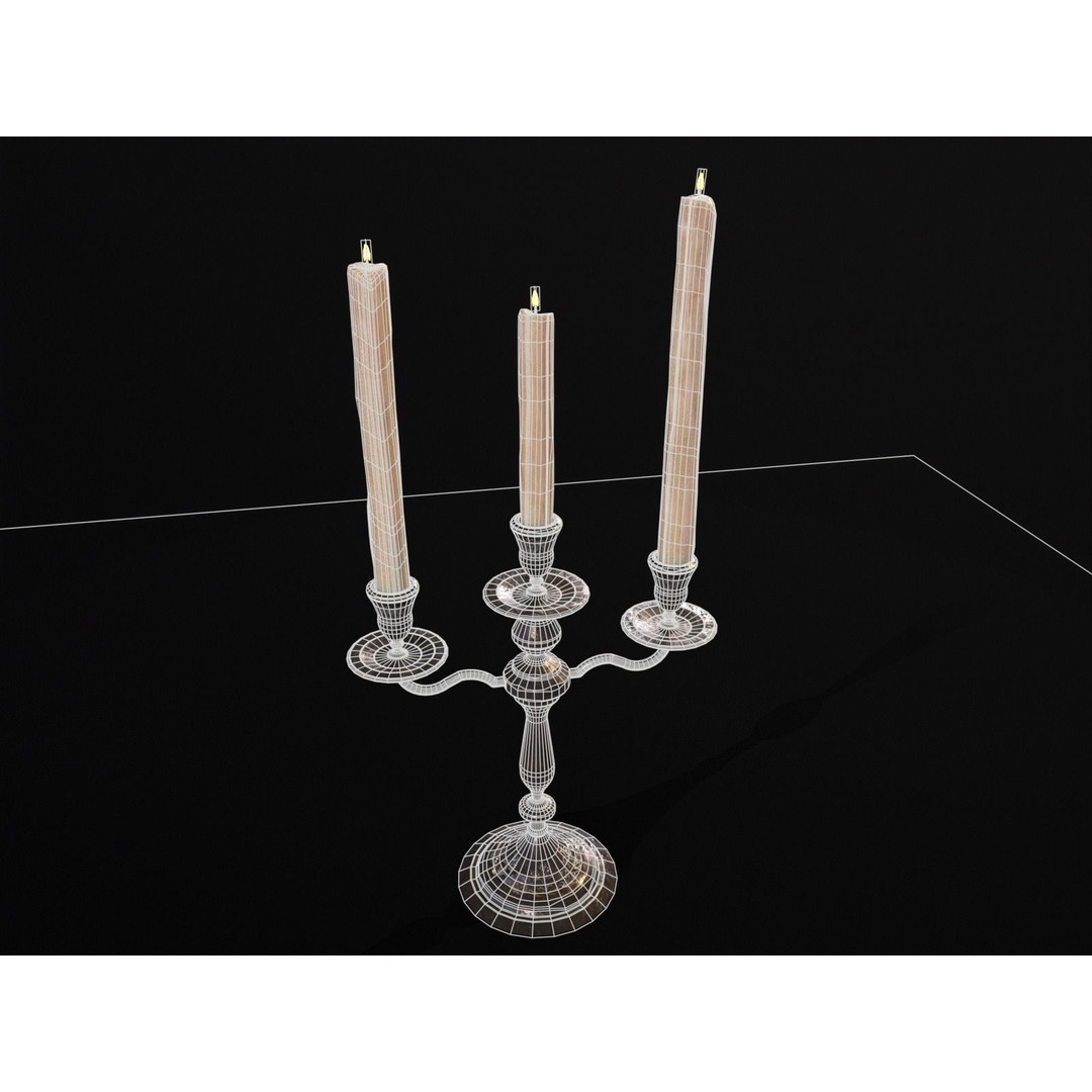 Iron Cased Three Point Candelabra 3D Model – Low Poly PBR Asset, FBX, OBJ - View 18