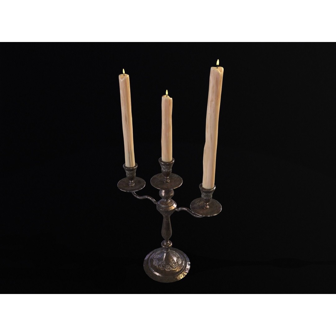Iron Cased Three Point Candelabra 3D Model – Low Poly PBR Asset, FBX, OBJ - View 19