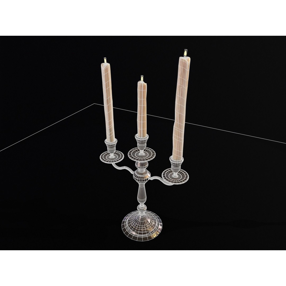 Iron Cased Three Point Candelabra 3D Model – Low Poly PBR Asset, FBX, OBJ - View 20