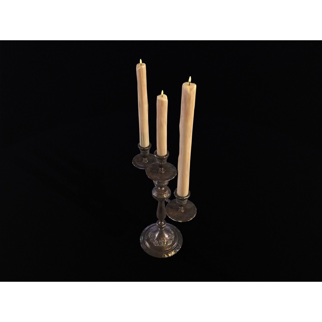 Iron Cased Three Point Candelabra 3D Model – Low Poly PBR Asset, FBX, OBJ - View 21