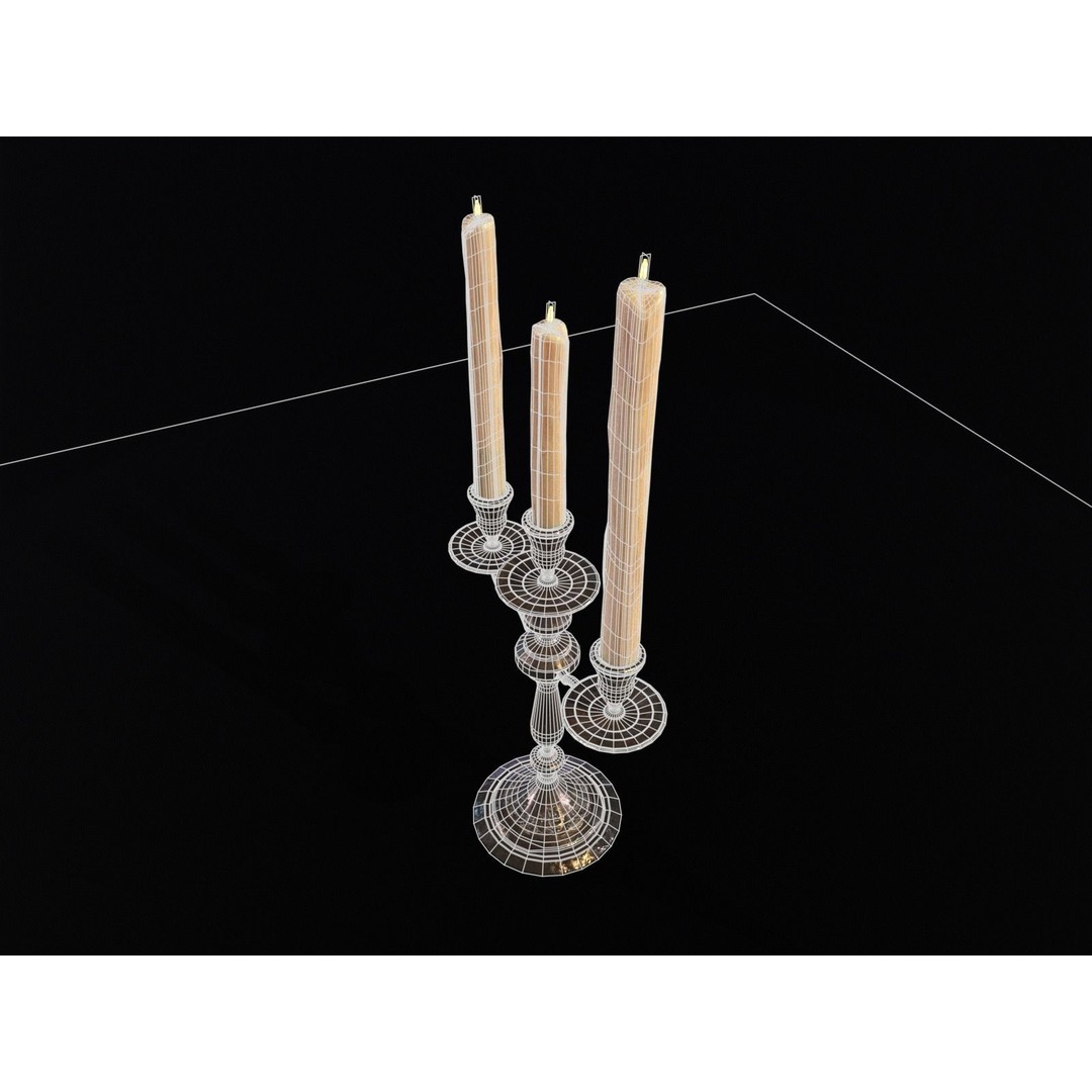 Iron Cased Three Point Candelabra 3D Model – Low Poly PBR Asset, FBX, OBJ - View 22