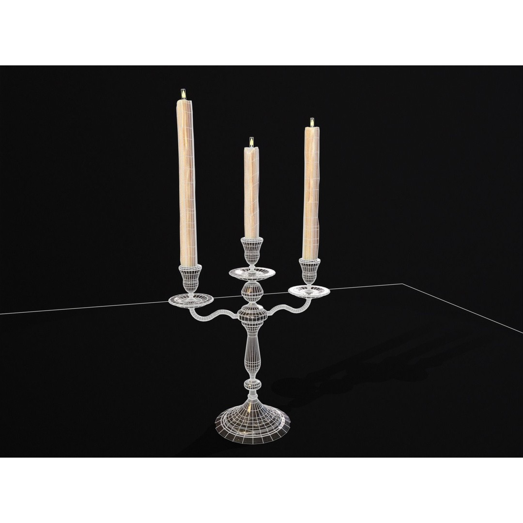 Iron Cased Three Point Candelabra 3D Model – Low Poly PBR Asset, FBX, OBJ - View 4