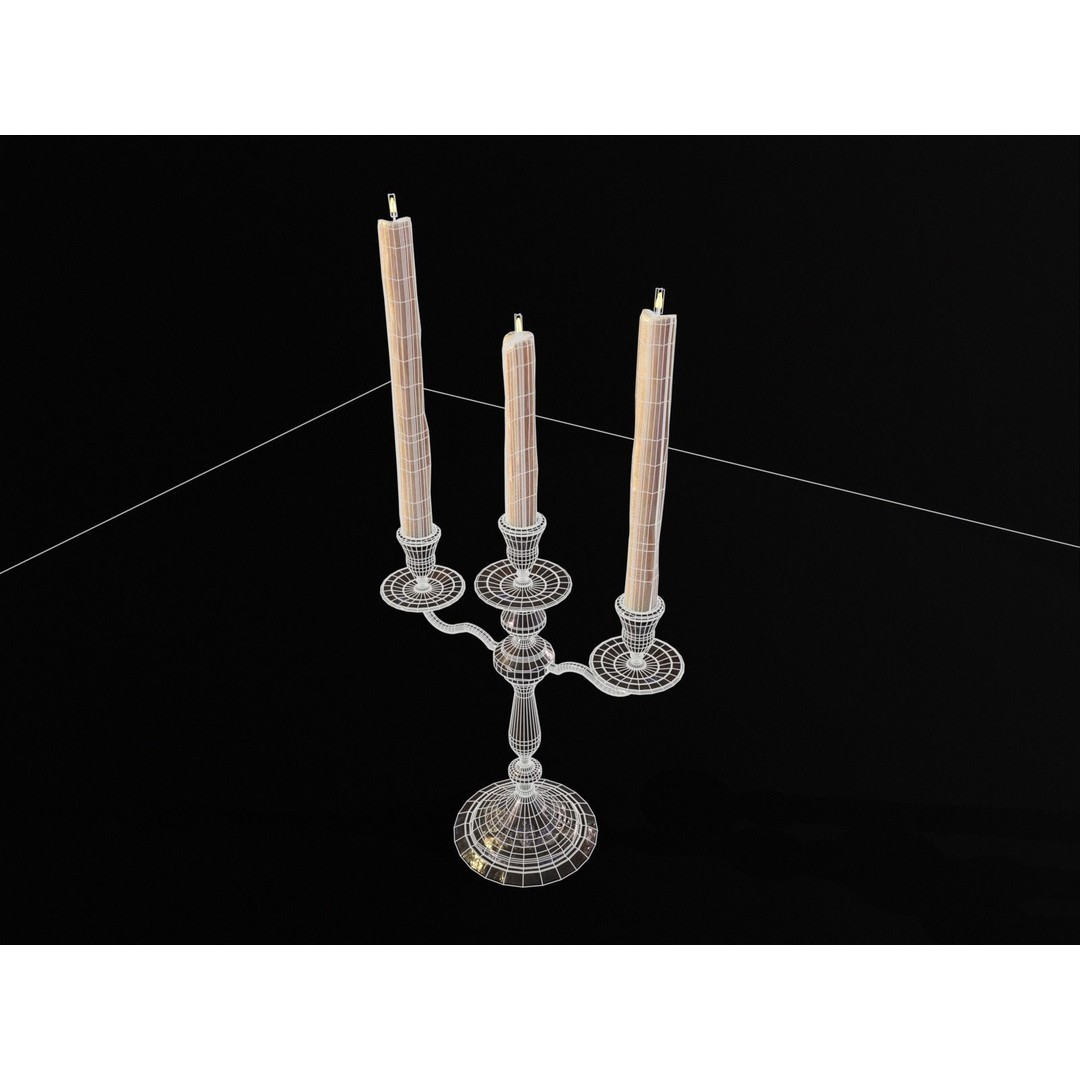 Iron Cased Three Point Candelabra 3D Model – Low Poly PBR Asset, FBX, OBJ - View 8