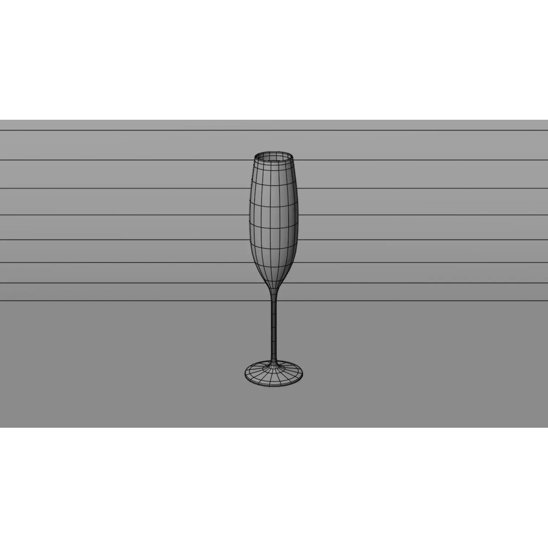 Champagne Glass 3D Model – Low Poly PBR Kitchenware, FBX, OBJ - View 16