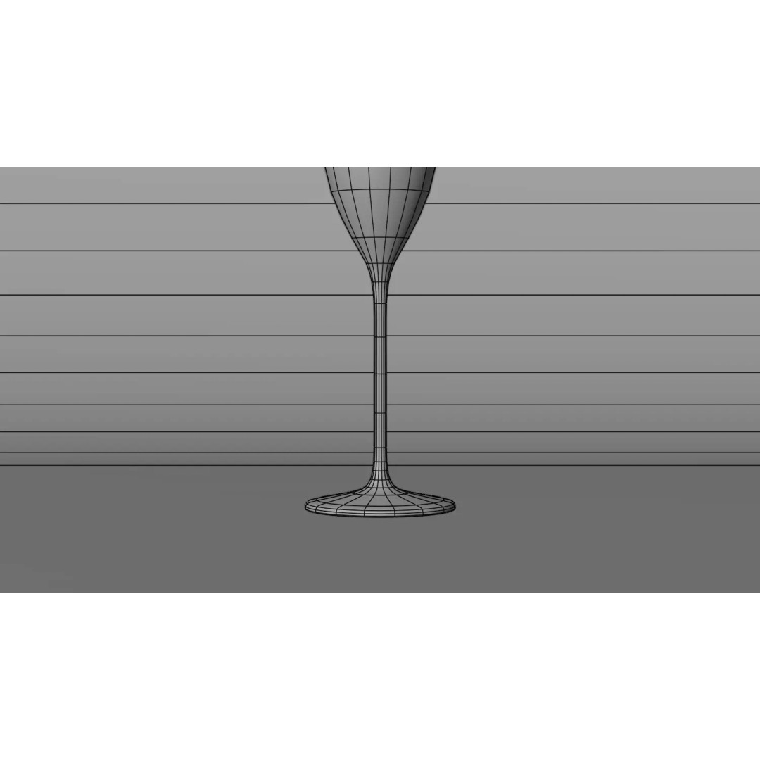 Champagne Glass 3D Model – Low Poly PBR Kitchenware, FBX, OBJ - View 17