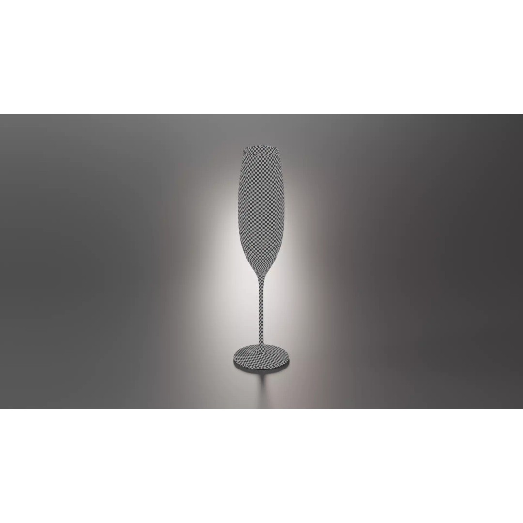 Champagne Glass 3D Model – Low Poly PBR Kitchenware, FBX, OBJ - View 9