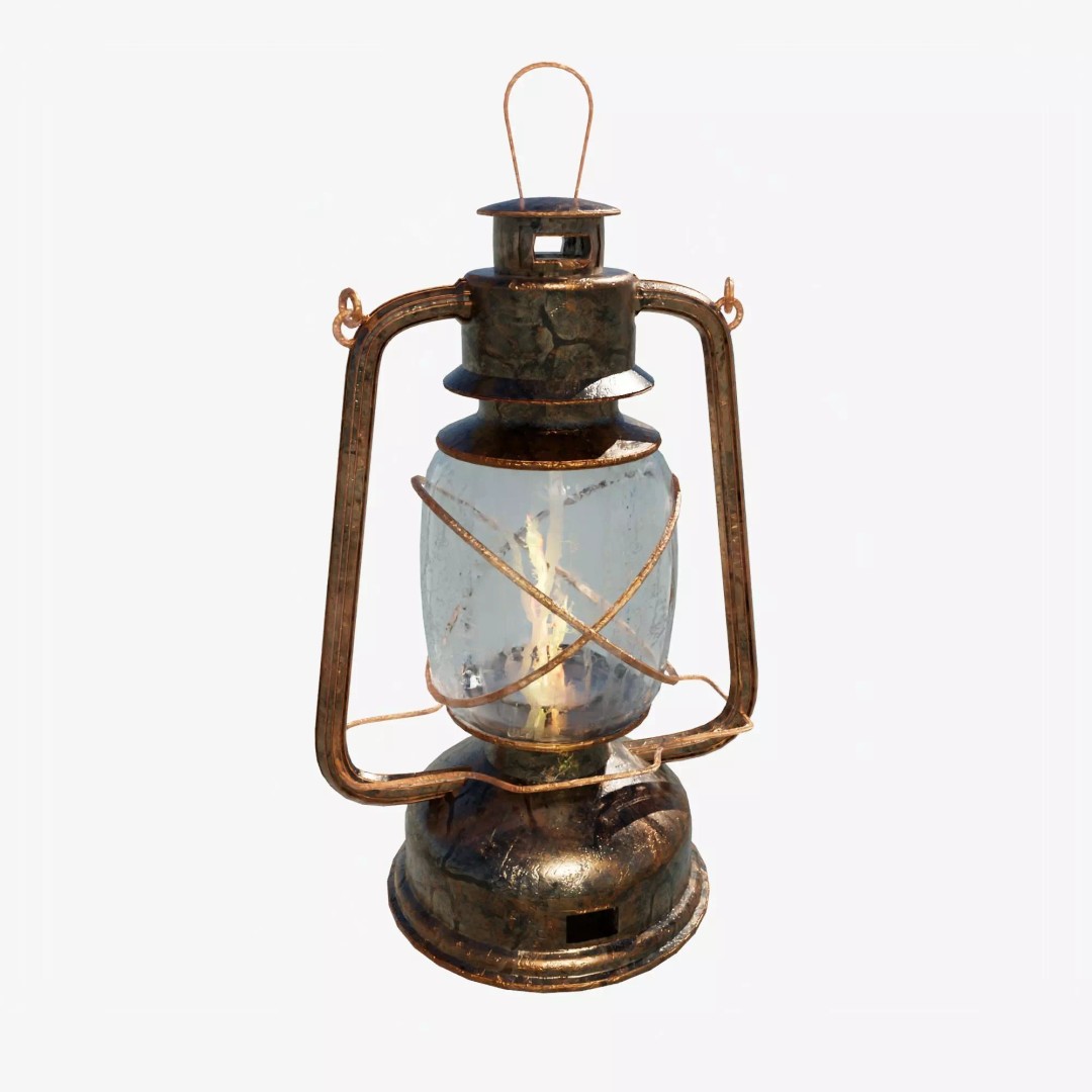 Kerosene Lamp 3D Model – Antique Style PBR Asset, FBX & Blender Formats - View 2