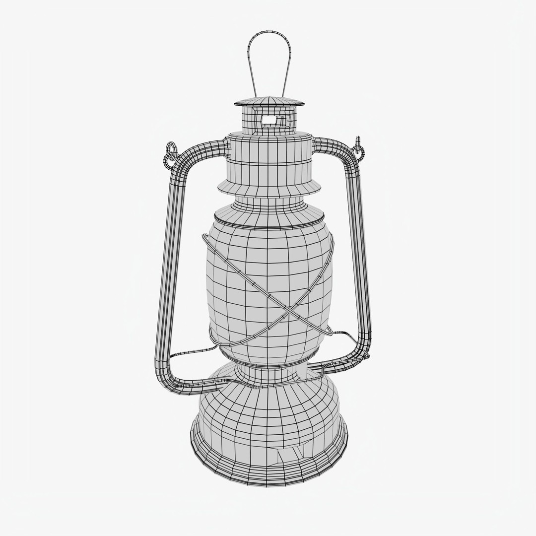 Kerosene Lamp 3D Model – Antique Style PBR Asset, FBX & Blender Formats - View 3