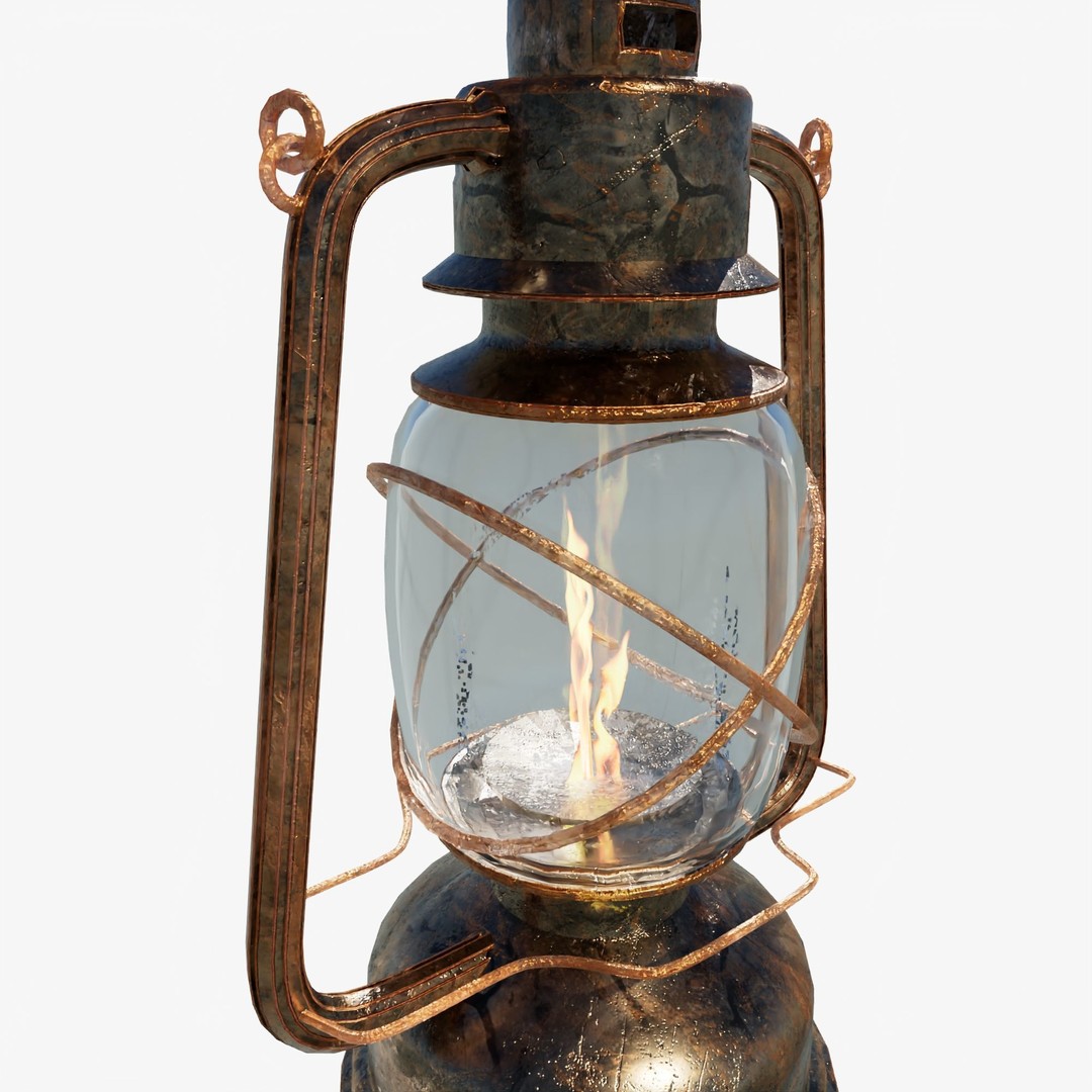 Kerosene Lamp 3D Model – Antique Style PBR Asset, FBX & Blender Formats - View 4