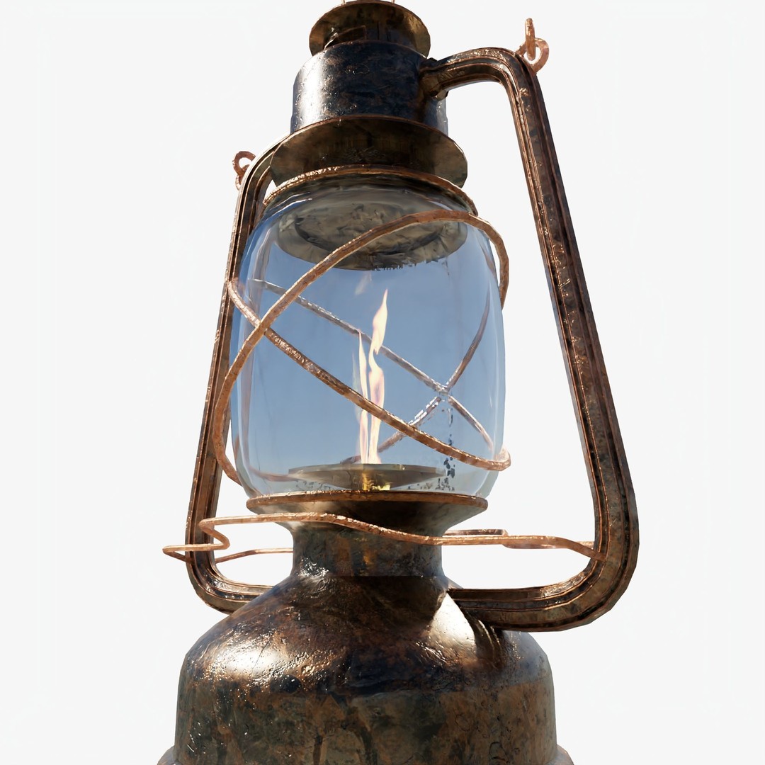 Kerosene Lamp 3D Model – Antique Style PBR Asset, FBX & Blender Formats - View 5
