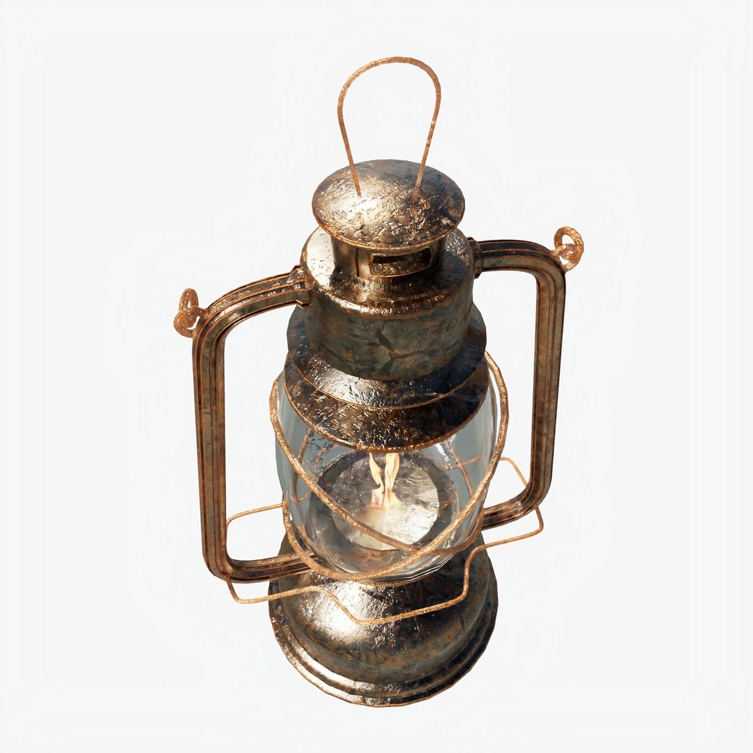 Kerosene Lamp 3D Model – Antique Style PBR Asset, FBX & Blender Formats - View 6