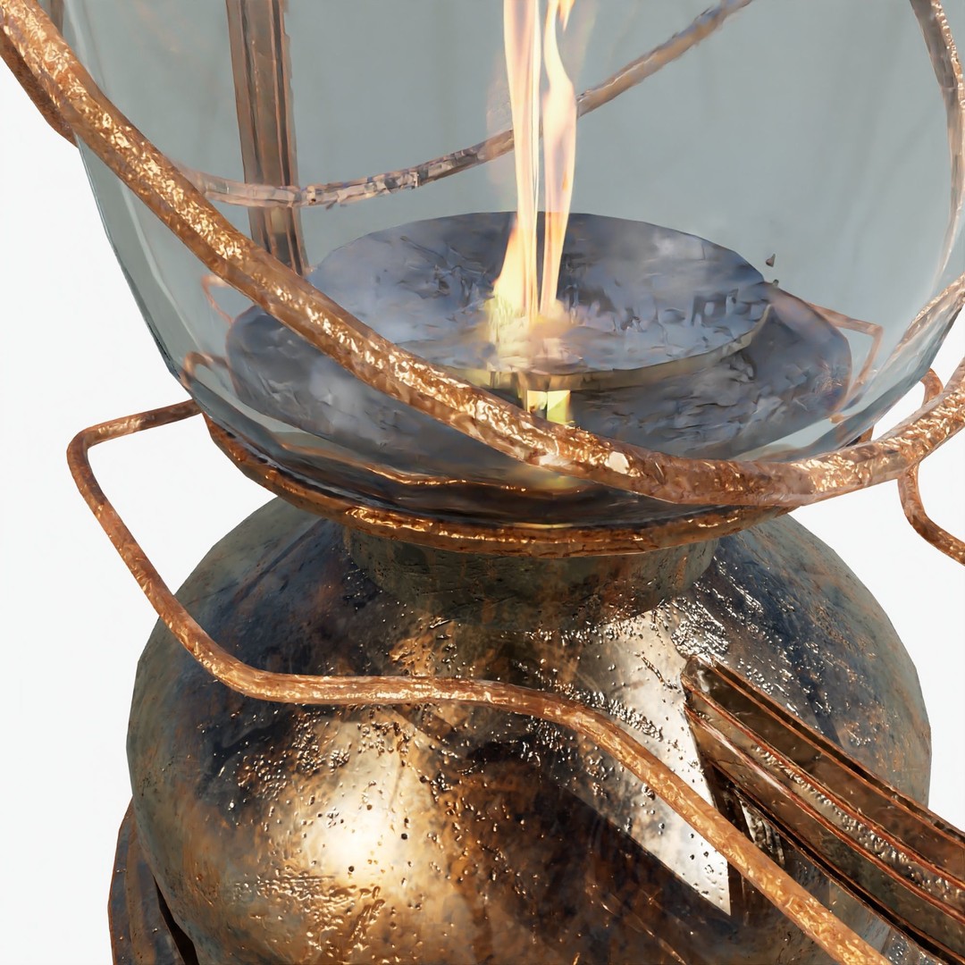 Kerosene Lamp 3D Model – Antique Style PBR Asset, FBX & Blender Formats - View 7