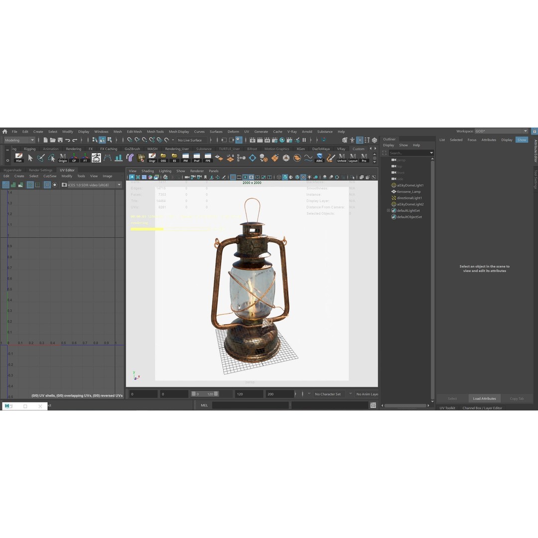 Kerosene Lamp 3D Model – Antique Style PBR Asset, FBX & Blender Formats - View 9