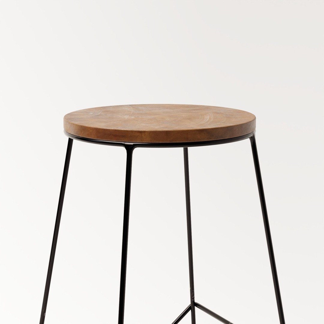 Generic Bar Stool 3D Model – Low Poly Kitchen Furniture, FBX & OBJ - View 3