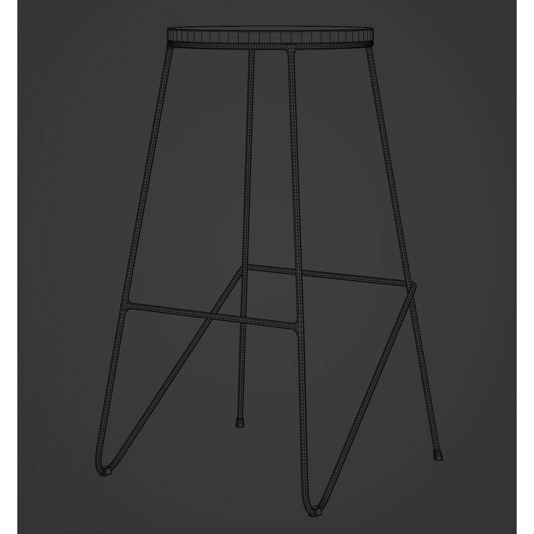 Generic Bar Stool 3D Model – Low Poly Kitchen Furniture, FBX & OBJ - View 5