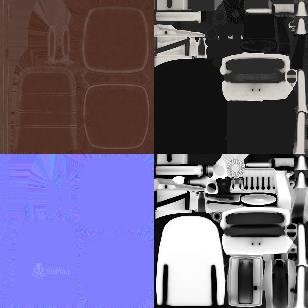 Office Chair V1 3D Model – Low Poly Game Asset, FBX, OBJ, Blender