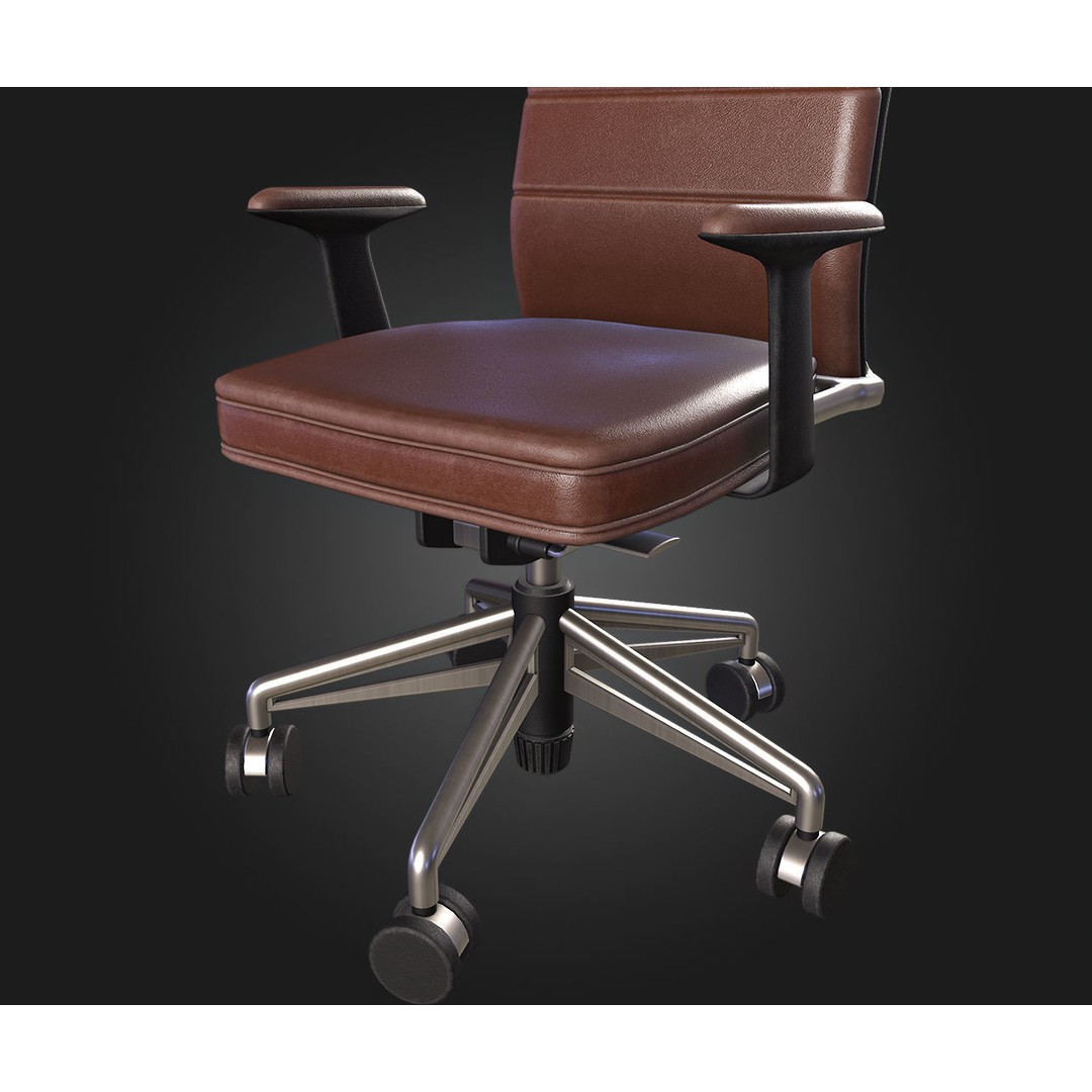 Office Chair V1 3D Model – Low Poly Game Asset, FBX, OBJ, Blender - View 8