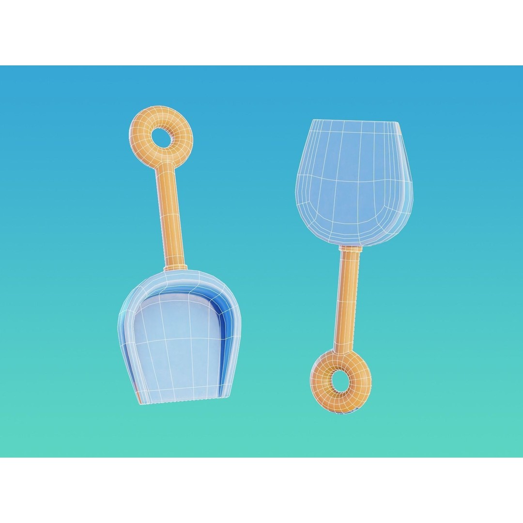 Cartoon Beach Sand Shovel 3D Model – Fun Outdoor Prop, PBR Textures, FBX - View 4