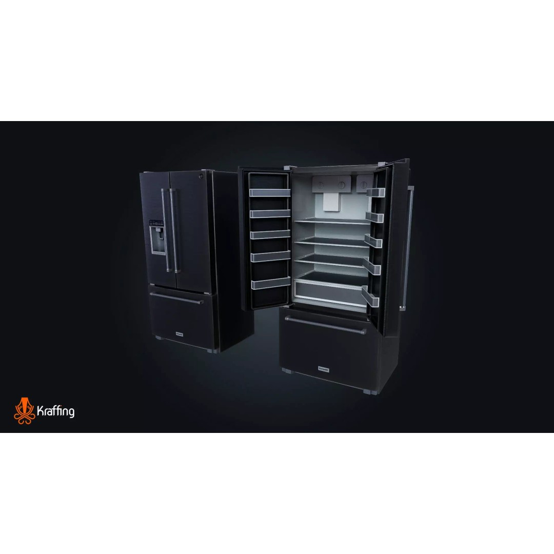 Fridge V2 3D Model – Low Poly Kitchen Appliance, FBX, PBR Textures - View 4