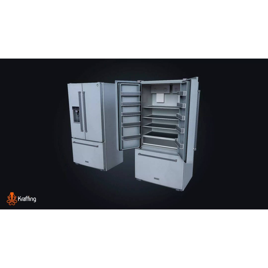 Fridge V2 3D Model – Low Poly Kitchen Appliance, FBX, PBR Textures - View 5