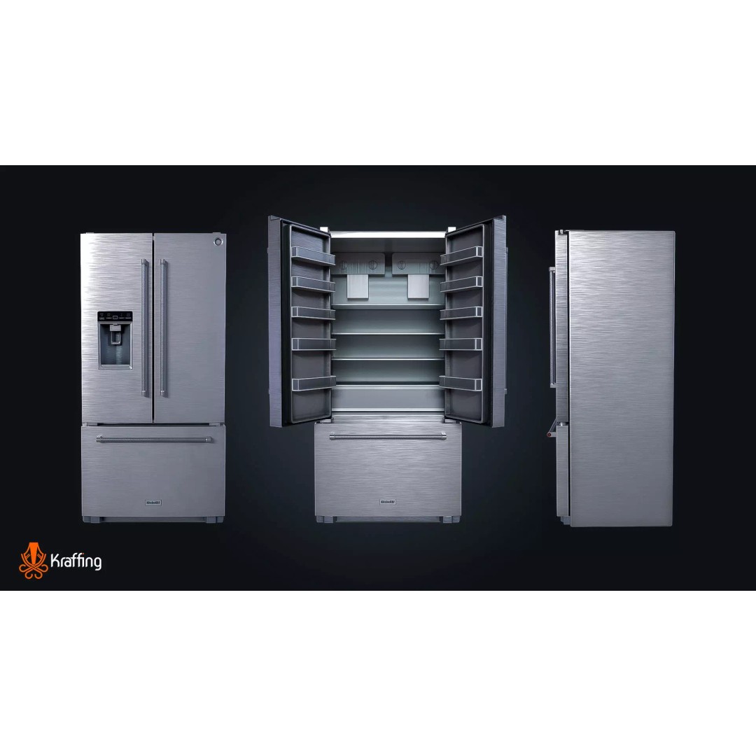 Fridge V2 3D Model – Low Poly Kitchen Appliance, FBX, PBR Textures - View 7