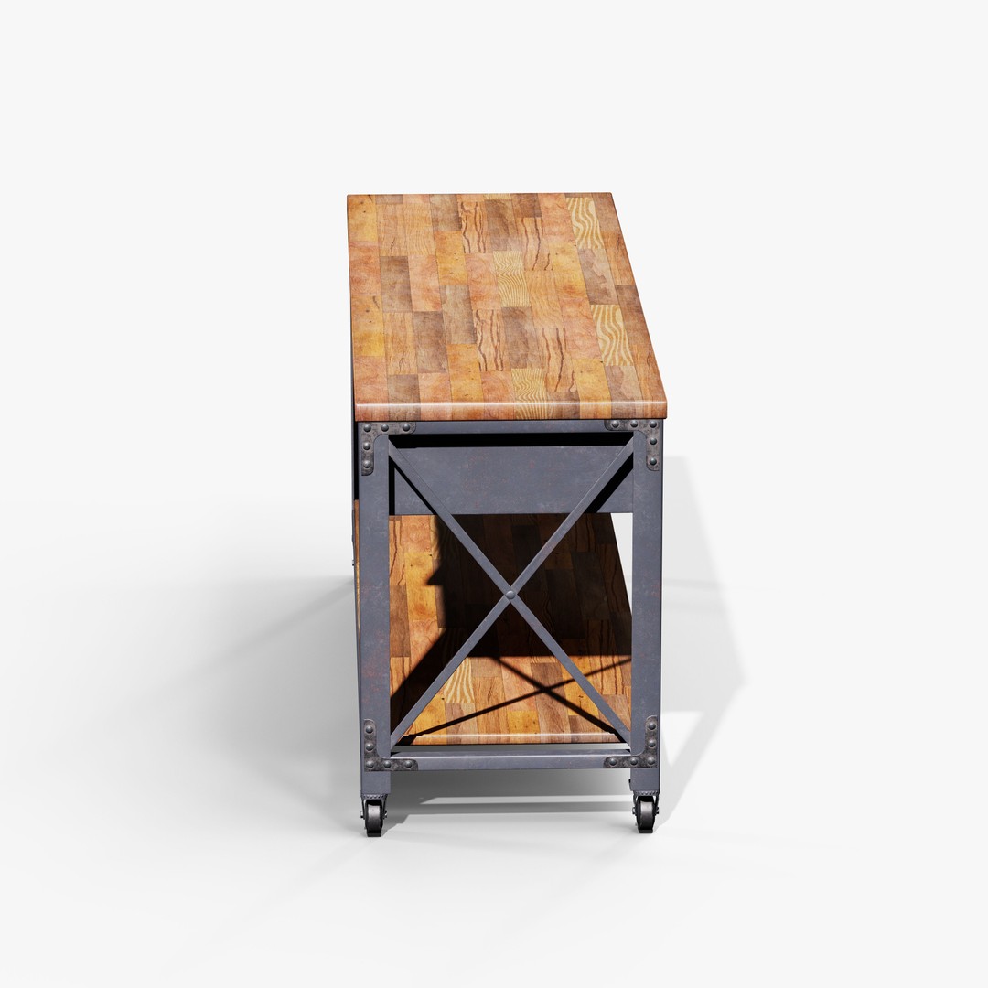 Metal And Wood Workbench 3D Model – Low Poly Game Asset, FBX, PBR - View 12