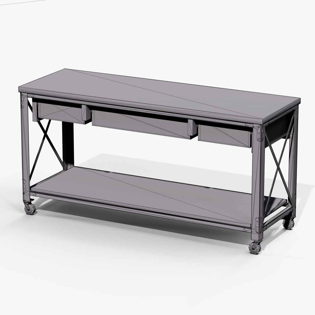 Metal And Wood Workbench 3D Model – Low Poly Game Asset, FBX, PBR - View 17