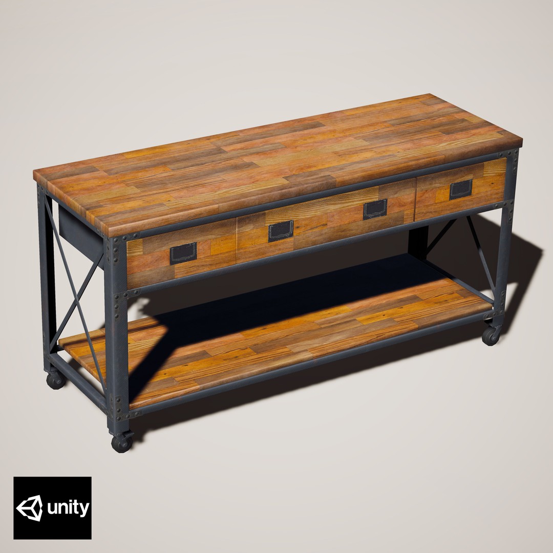 Metal And Wood Workbench 3D Model – Low Poly Game Asset, FBX, PBR - View 20