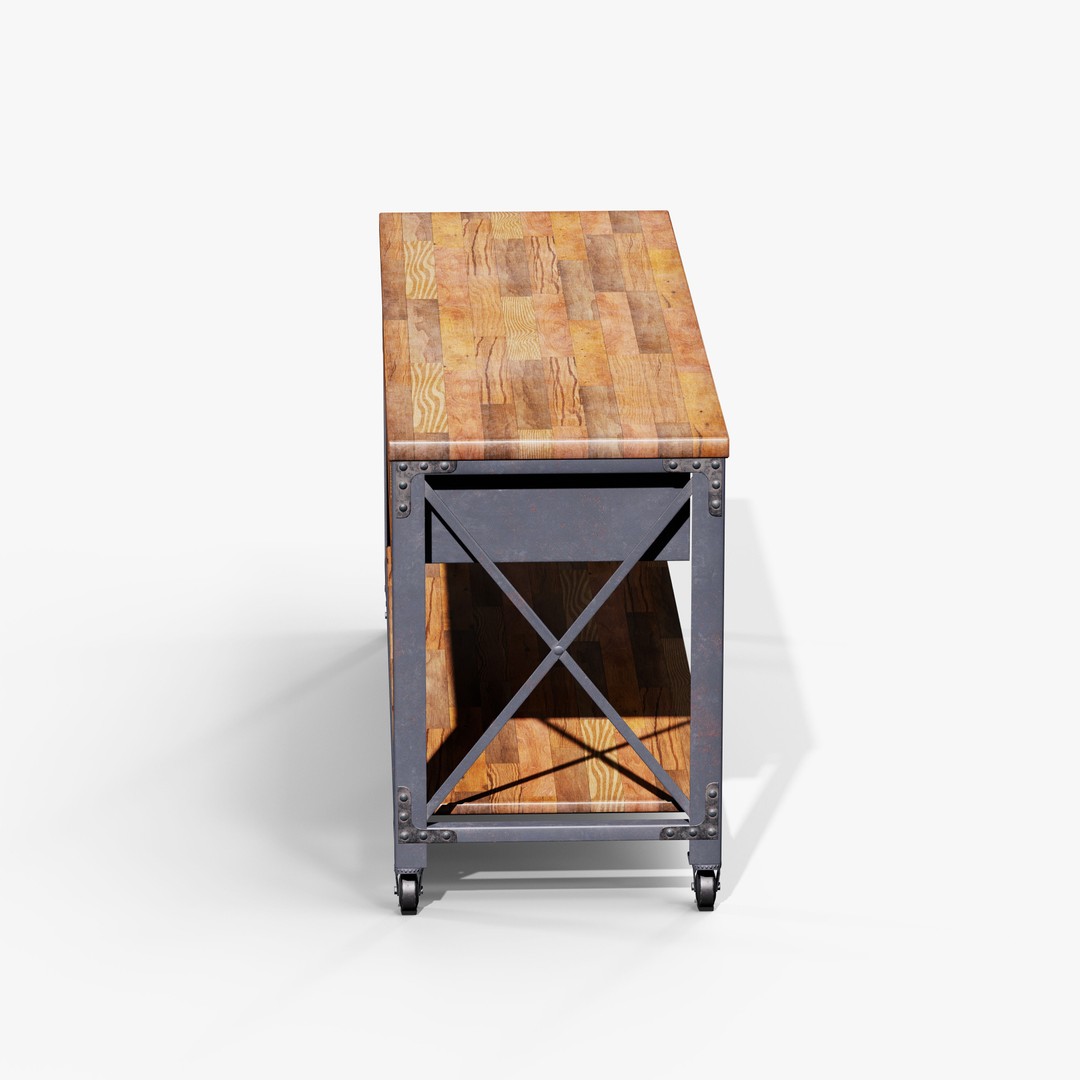 Metal And Wood Workbench 3D Model – Low Poly Game Asset, FBX, PBR - View 6