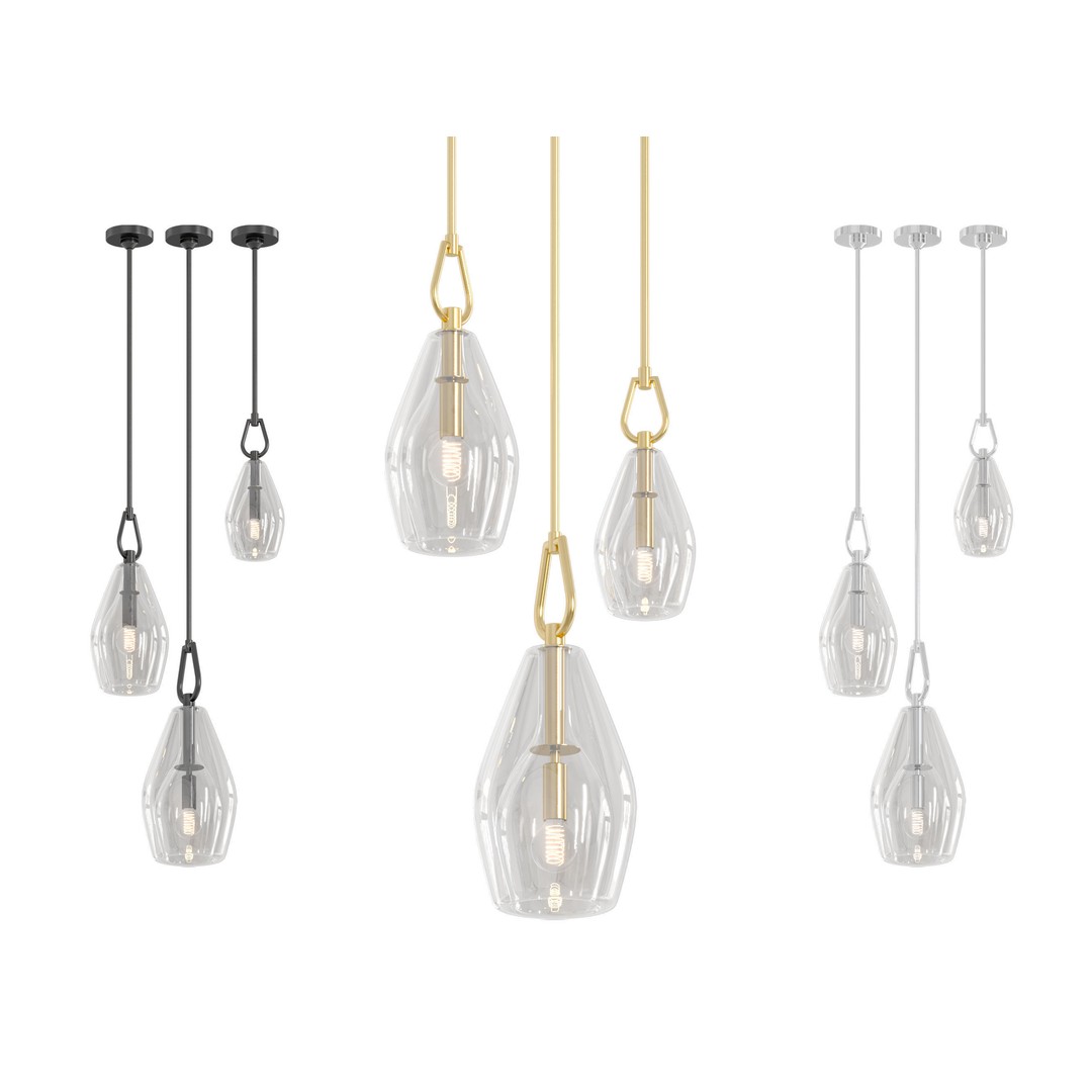 RH Botanist Flute Pendant 3D Model – Elegant Lighting Fixture, FBX/OBJ - View 3