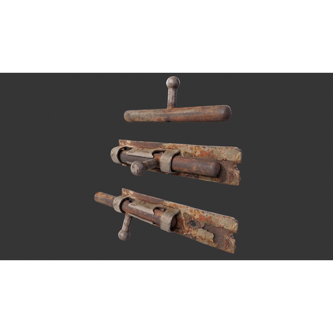 Door Latch 3D Model – Low Poly Game Ready Asset, FBX - View 10
