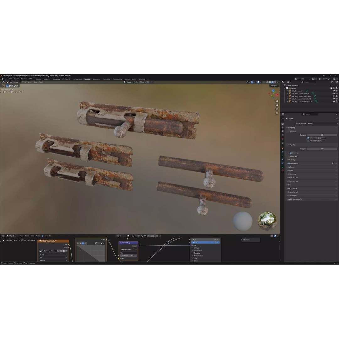 Door Latch 3D Model – Low Poly Game Ready Asset, FBX - View 11