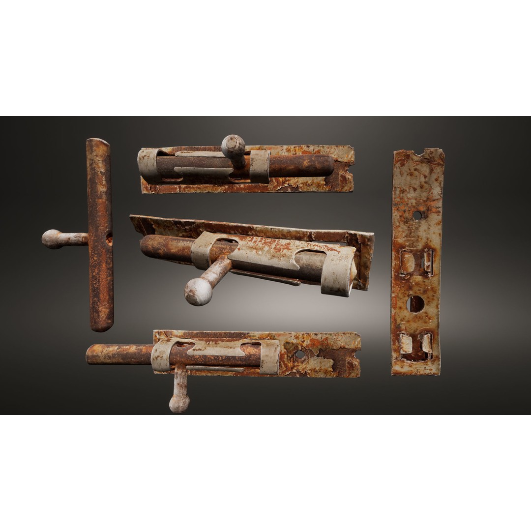 Door Latch 3D Model – Low Poly Game Ready Asset, FBX - View 3