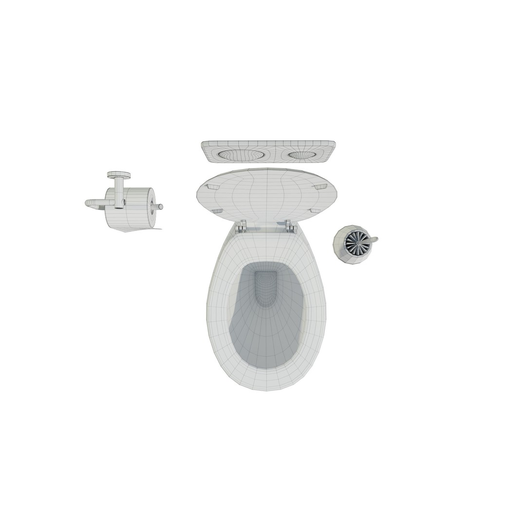 Ceramic Toilet 3D Model – Real-World Scale, Game-Ready FBX