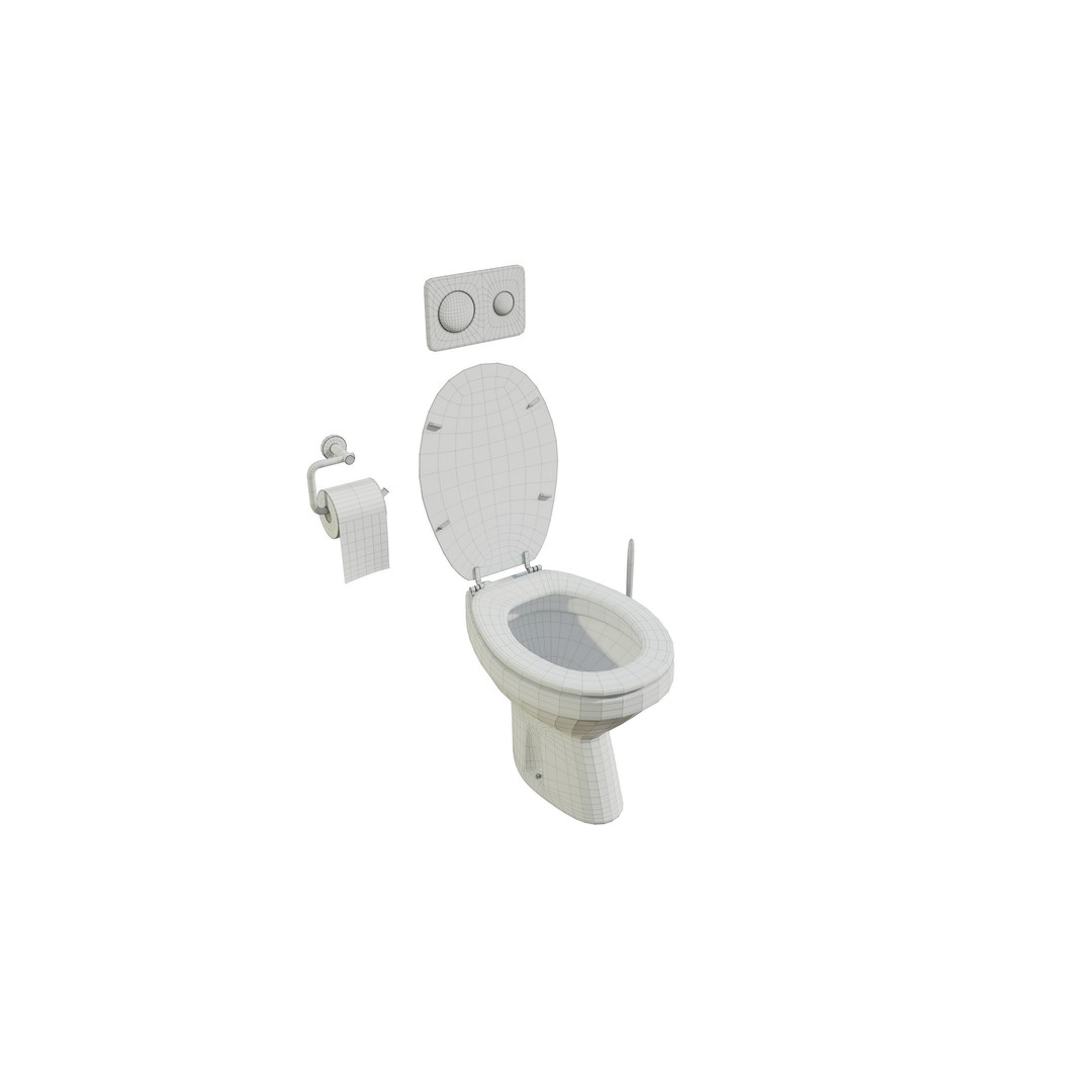 Ceramic Toilet 3D Model – Real-World Scale, Game-Ready FBX - View 13