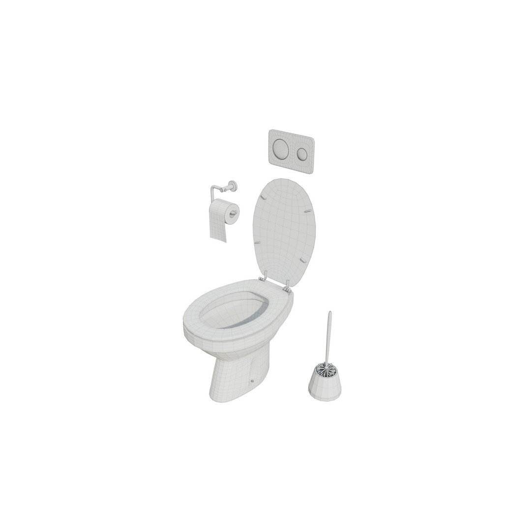Ceramic Toilet 3D Model – Real-World Scale, Game-Ready FBX - View 14