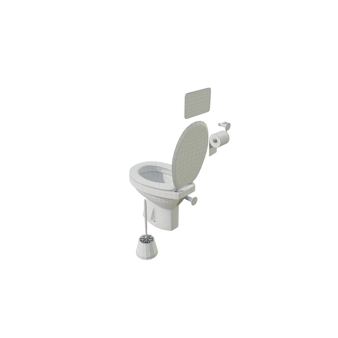 Ceramic Toilet 3D Model – Real-World Scale, Game-Ready FBX - View 15