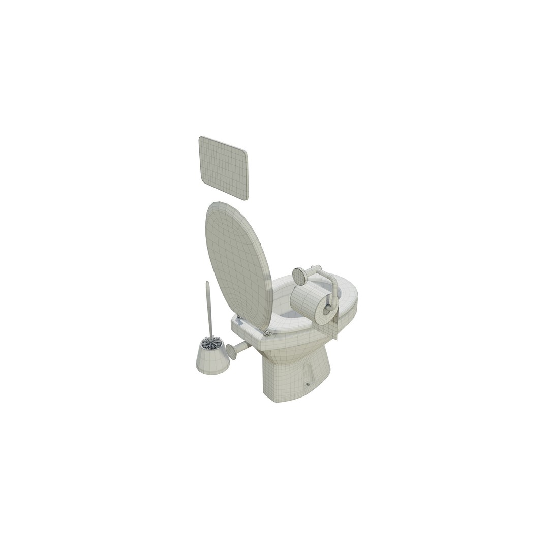 Ceramic Toilet 3D Model – Real-World Scale, Game-Ready FBX - View 16