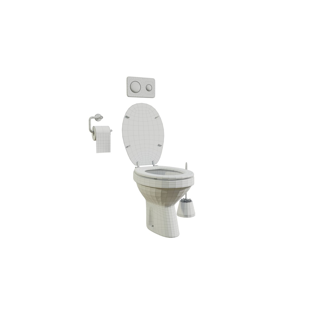 Ceramic Toilet 3D Model – Real-World Scale, Game-Ready FBX - View 17