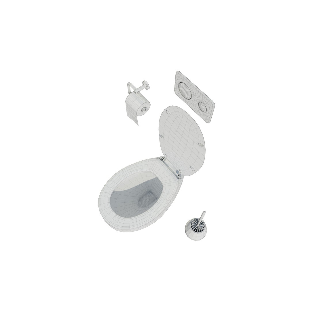 Ceramic Toilet 3D Model – Real-World Scale, Game-Ready FBX - View 20