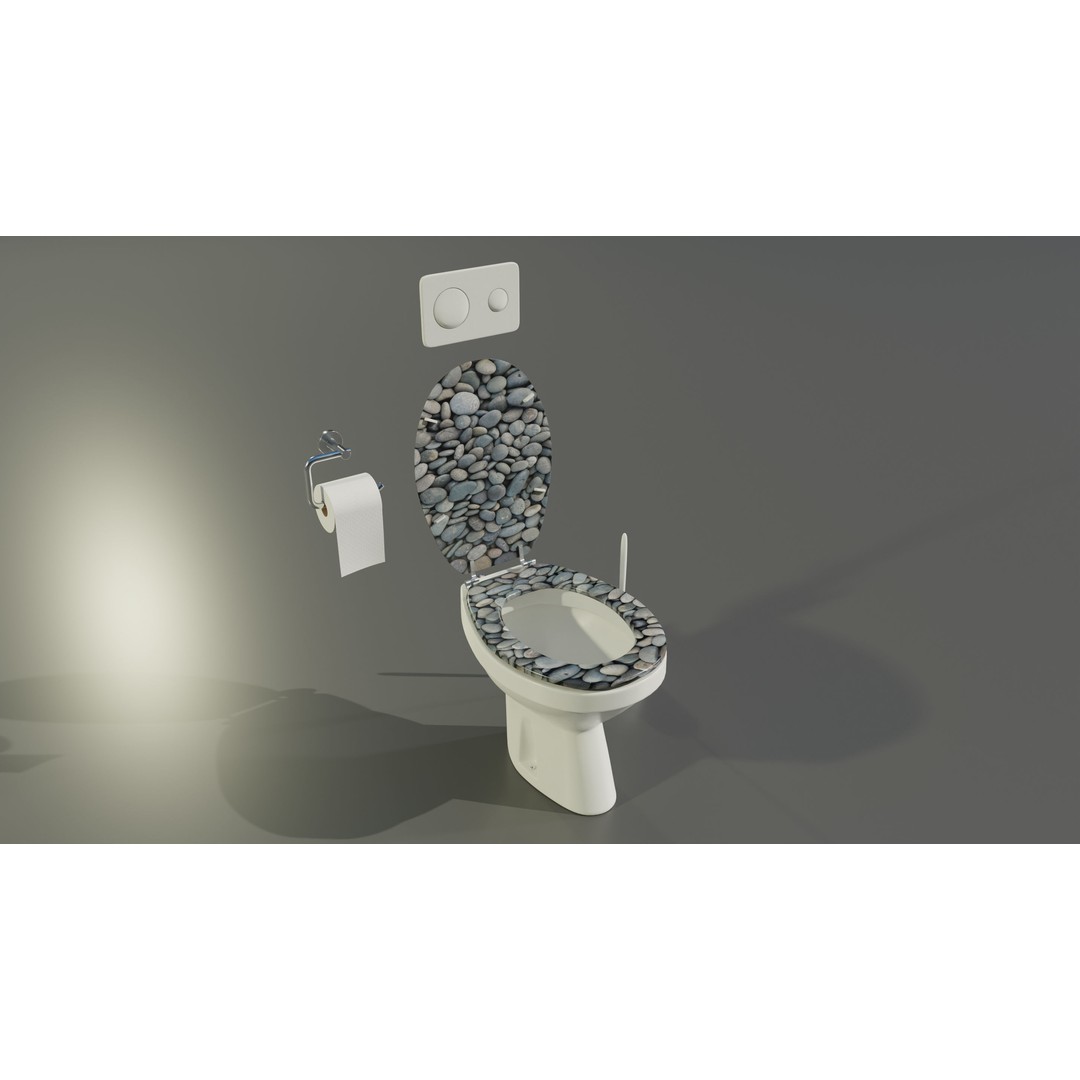 Ceramic Toilet 3D Model – Real-World Scale, Game-Ready FBX - View 3