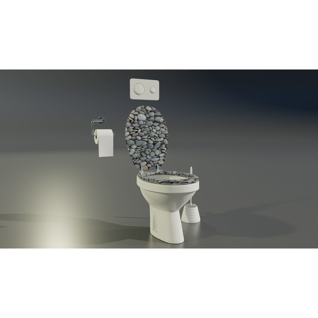 Ceramic Toilet 3D Model – Real-World Scale, Game-Ready FBX - View 7