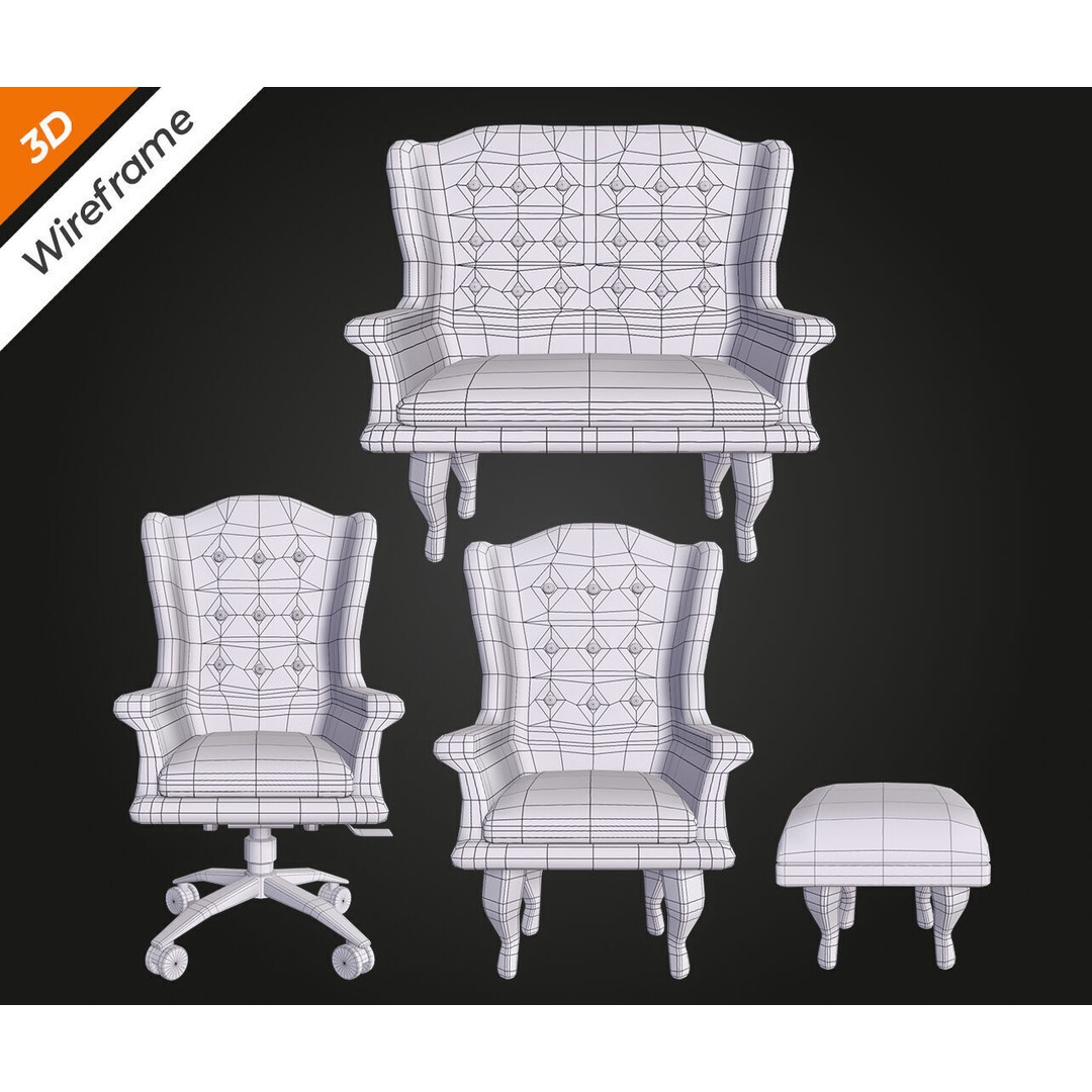 Elegant Chair 3D Model – Low Poly Furniture Asset, FBX, PBR - View 14